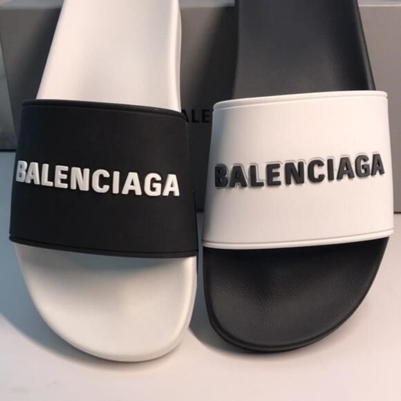 Balenciaga Men’s Logo Mismatched Slide Sandals | Size 8 | New Authentic - Picture 5 of 11